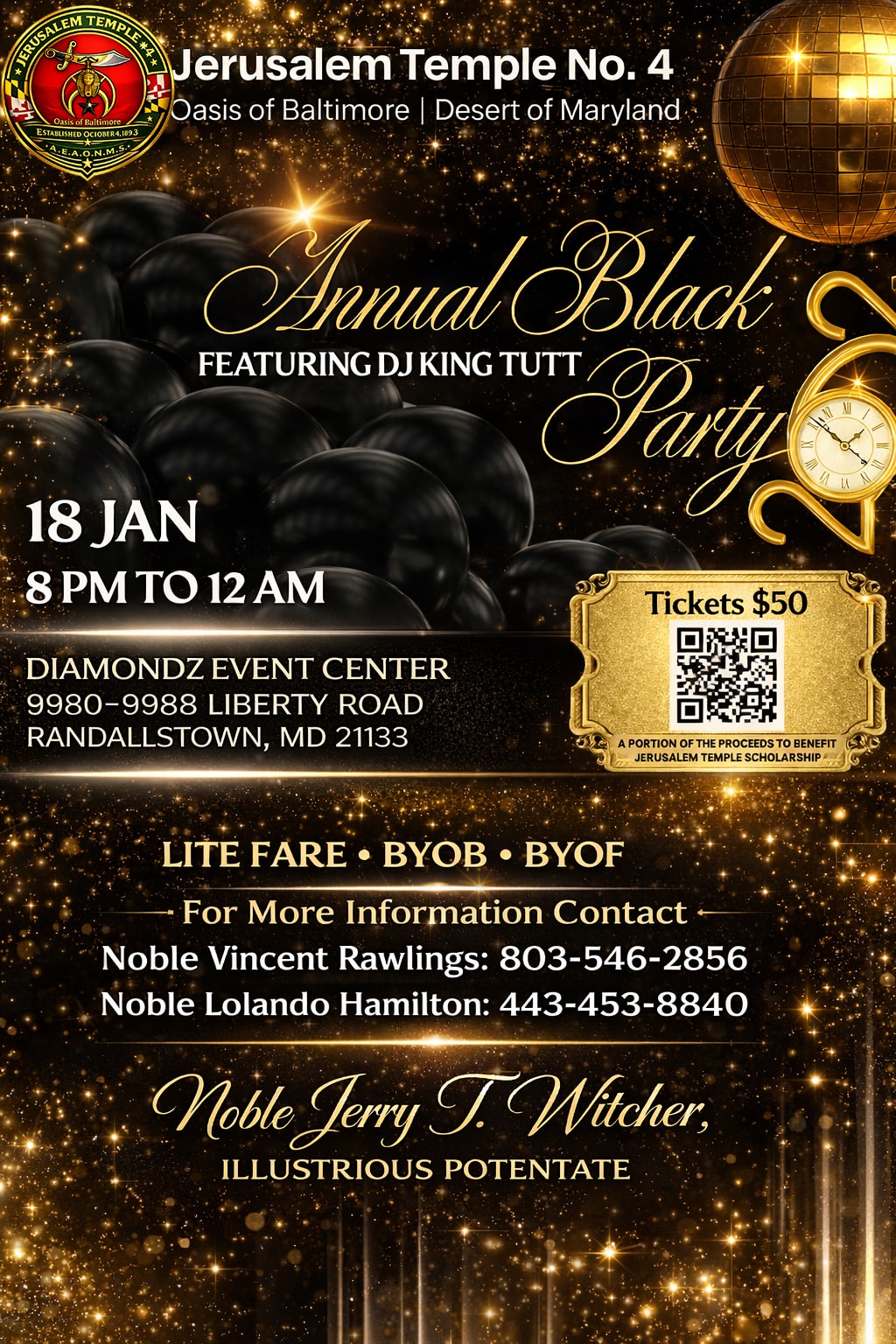 Event flyer for Annual Black Party 2026