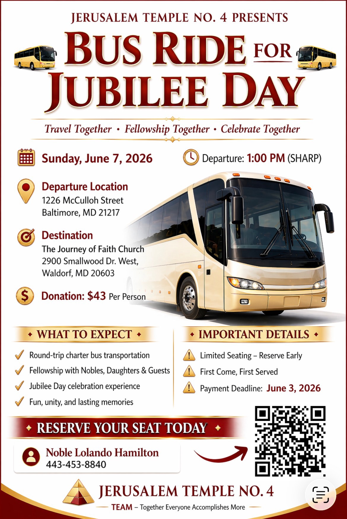Event flyer for Bus Ride for Jubilee Day