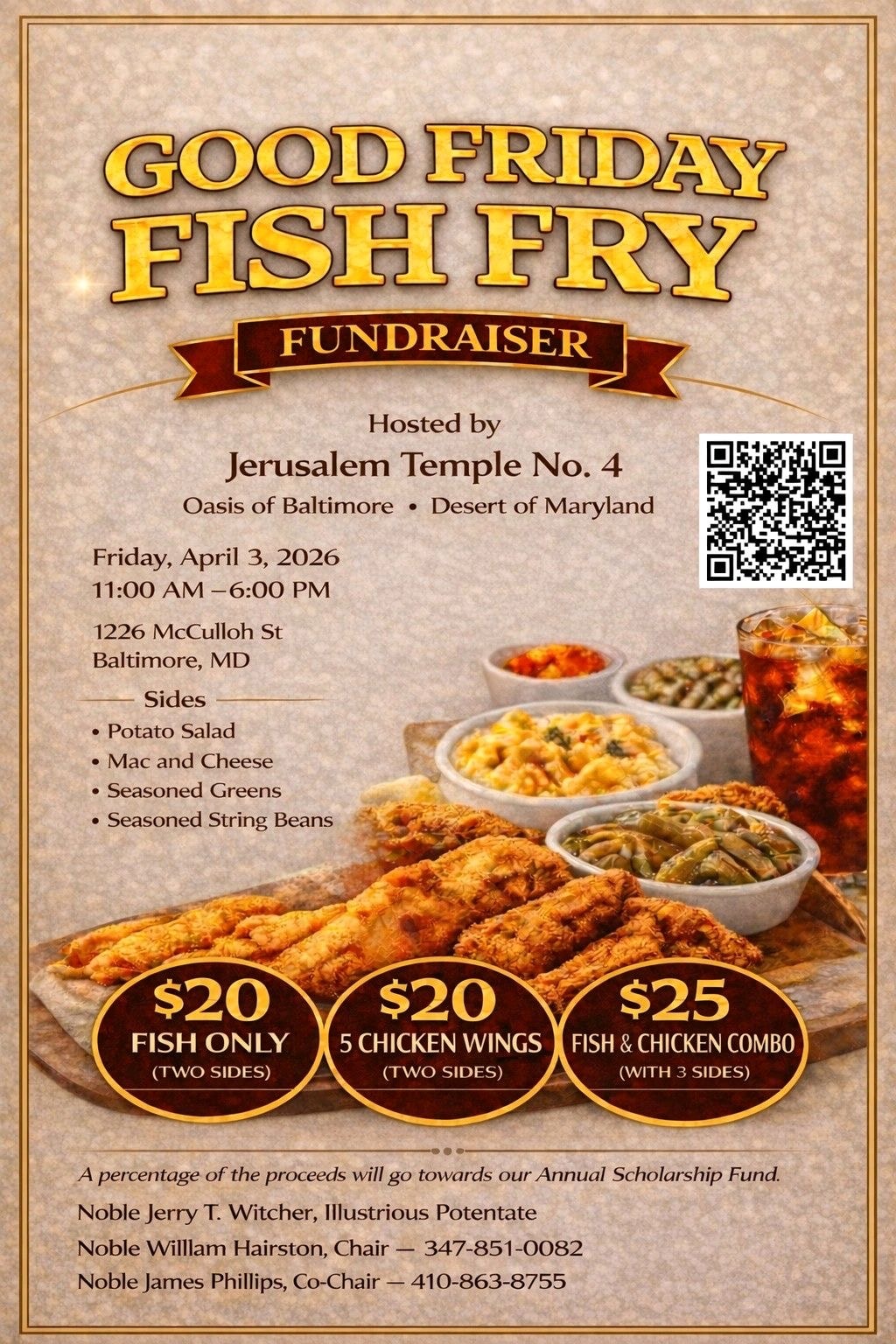 Event flyer for Good Friday Fish Fry Fundraiser