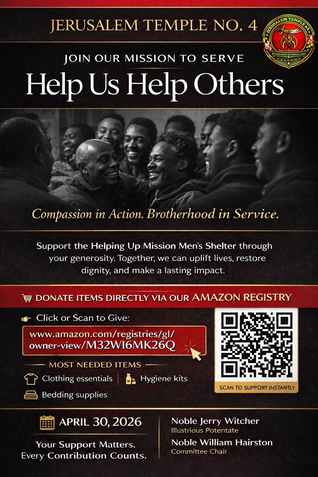 Event flyer for Community Service — Helping Up Mission