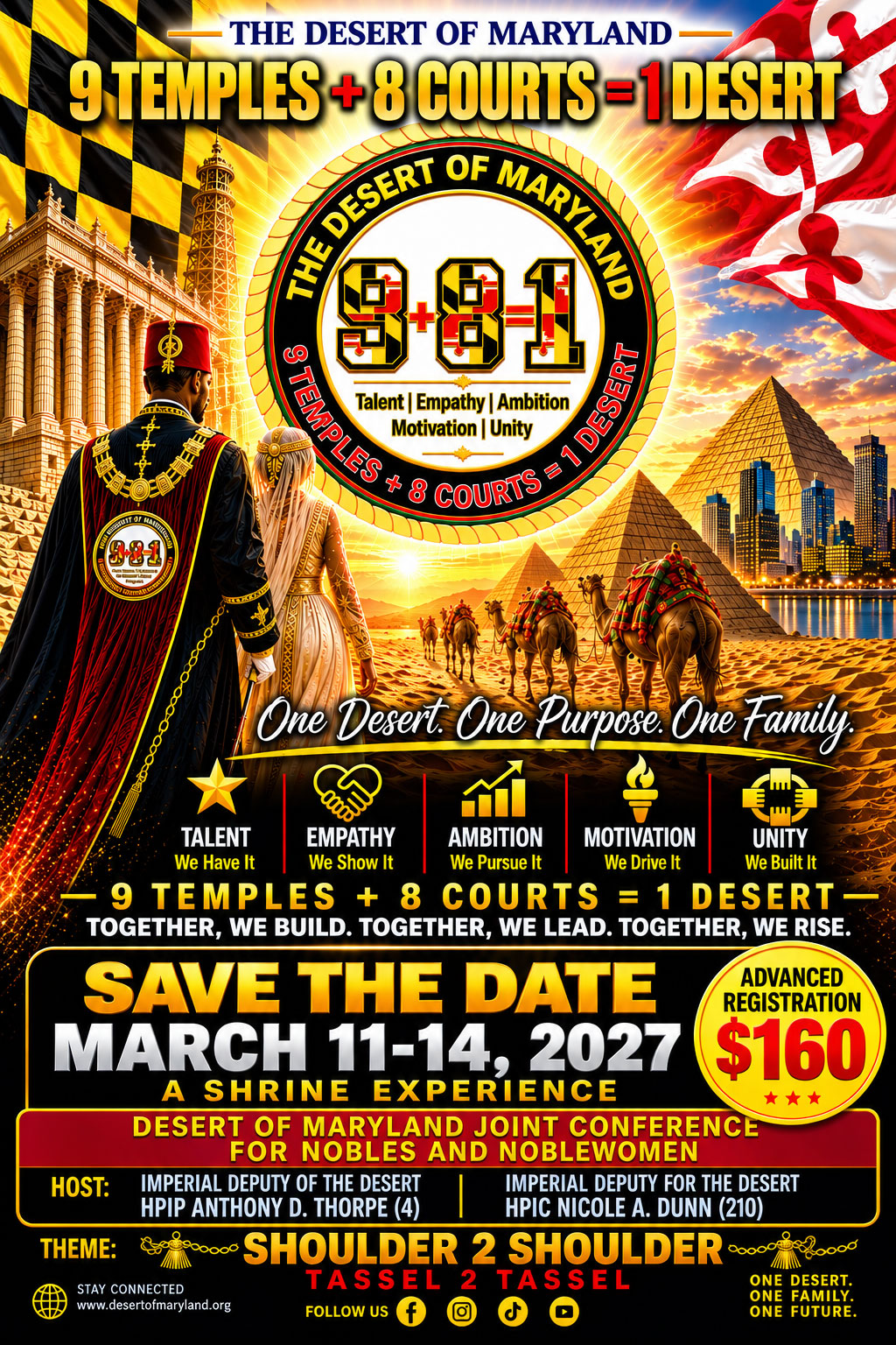 Event flyer for Desert of Maryland Shrine Conference 2027