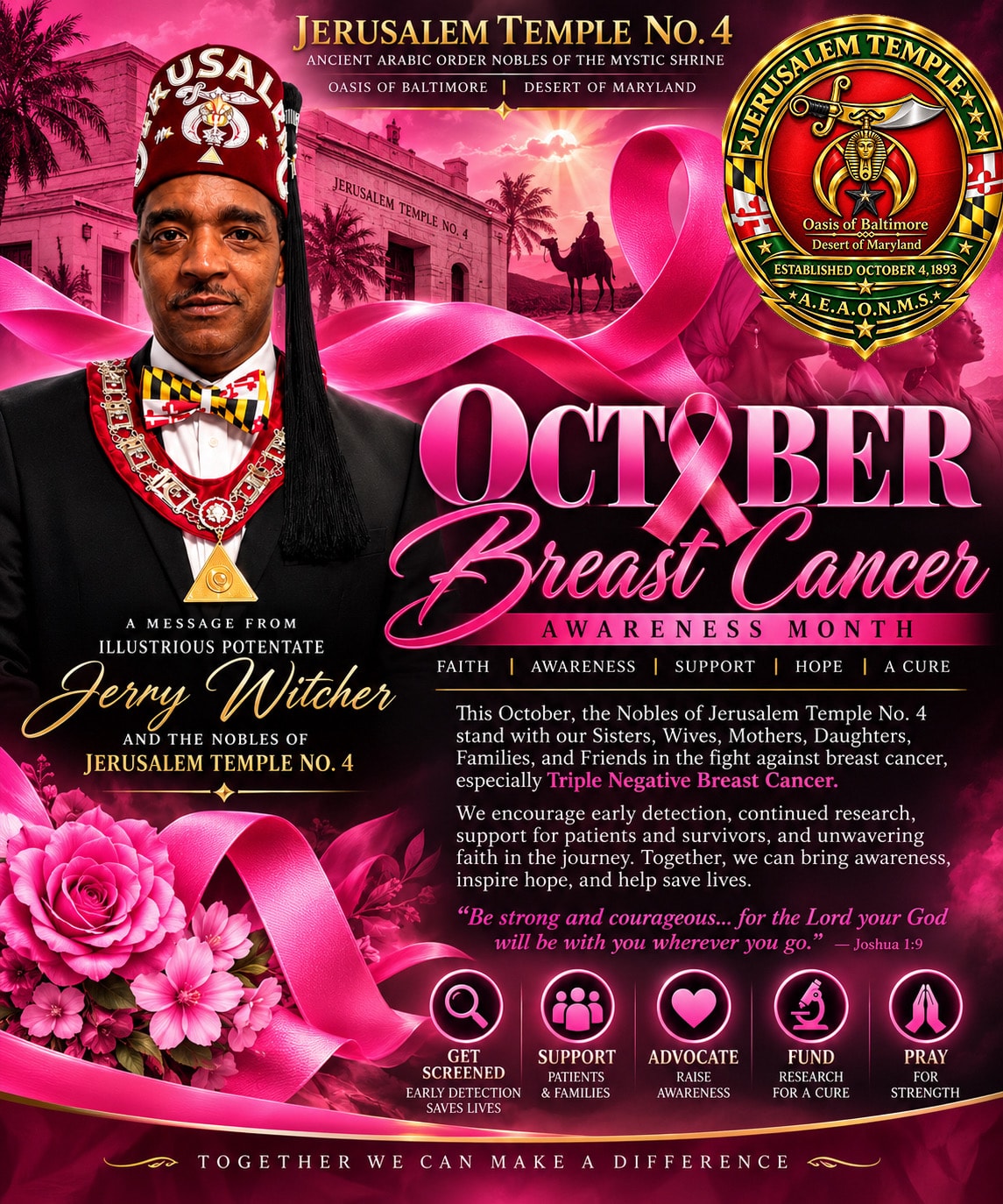 October is Breast Cancer Awareness Month — A Message from Illustrious Potentate Jerry Witcher