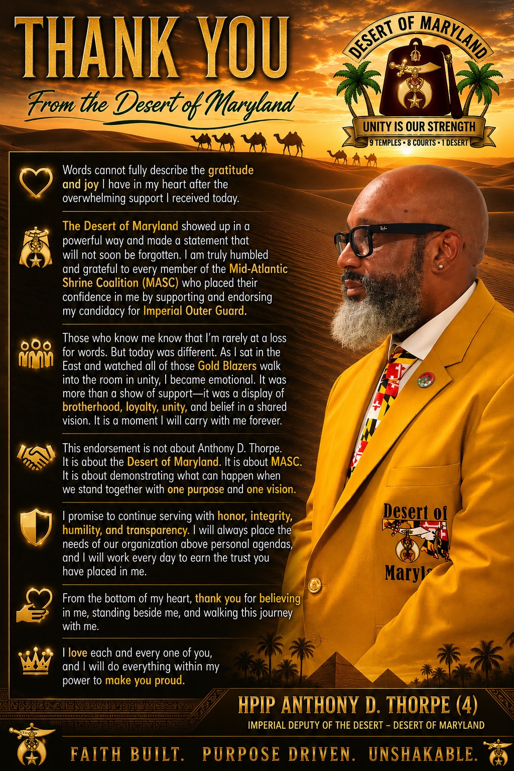Thank You from HPIP Anthony D. Thorpe — Imperial Deputy of the Desert of Maryland